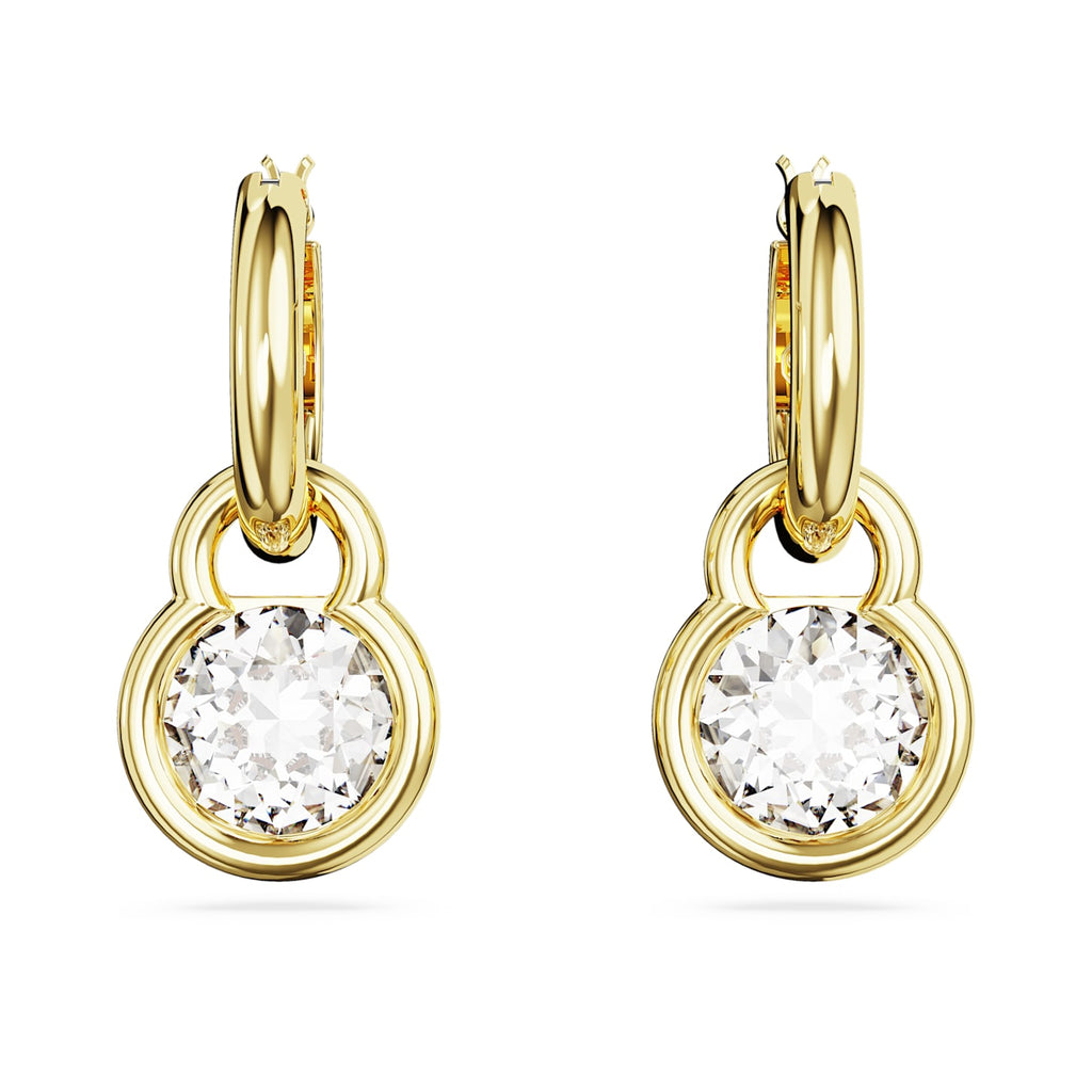 Dextera drop earrings Round cut, White, Gold-tone plated - Shukha Online Store