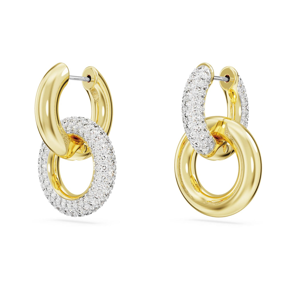 Dextera hoop earrings Interlocking loop, White, Gold-tone plated - Shukha Online Store