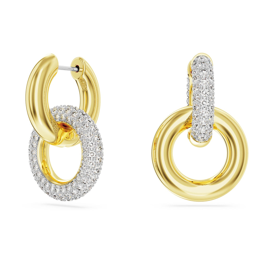 Dextera hoop earrings Interlocking loop, White, Gold-tone plated - Shukha Online Store