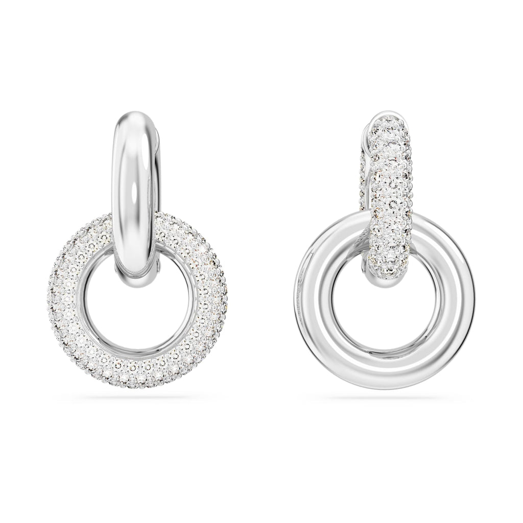 Dextera hoop earrings Interlocking loop, White, Rhodium plated - Shukha Online Store