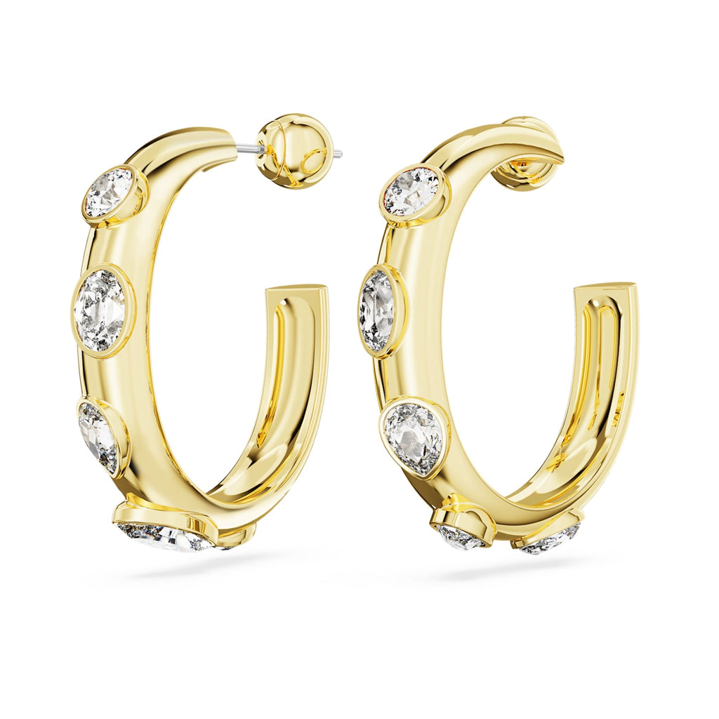 Dextera hoop earrings Mixed cuts, White, Gold-tone plated - Shukha Online Store