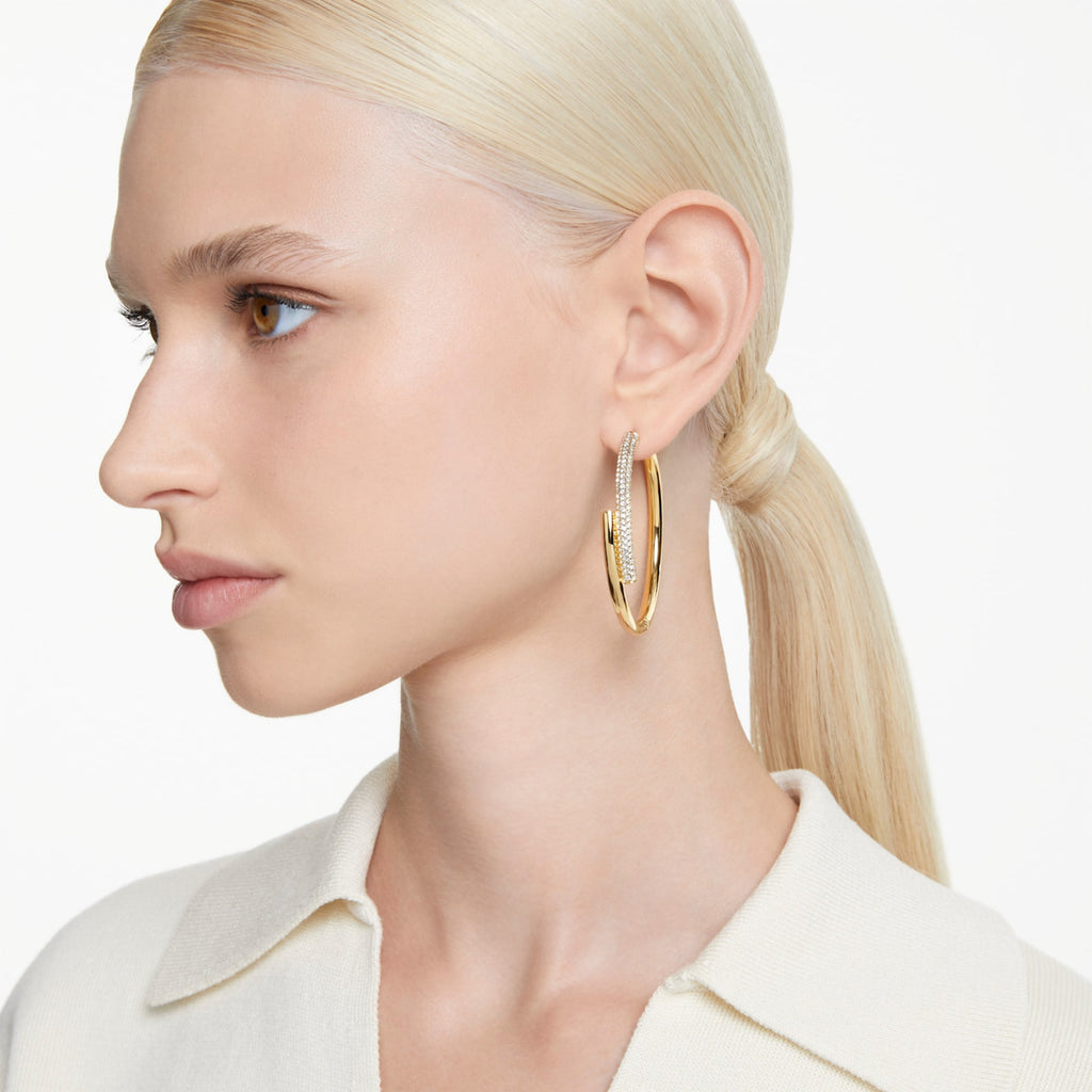 Dextera hoop earrings White, Gold-tone plated - Shukha Online Store
