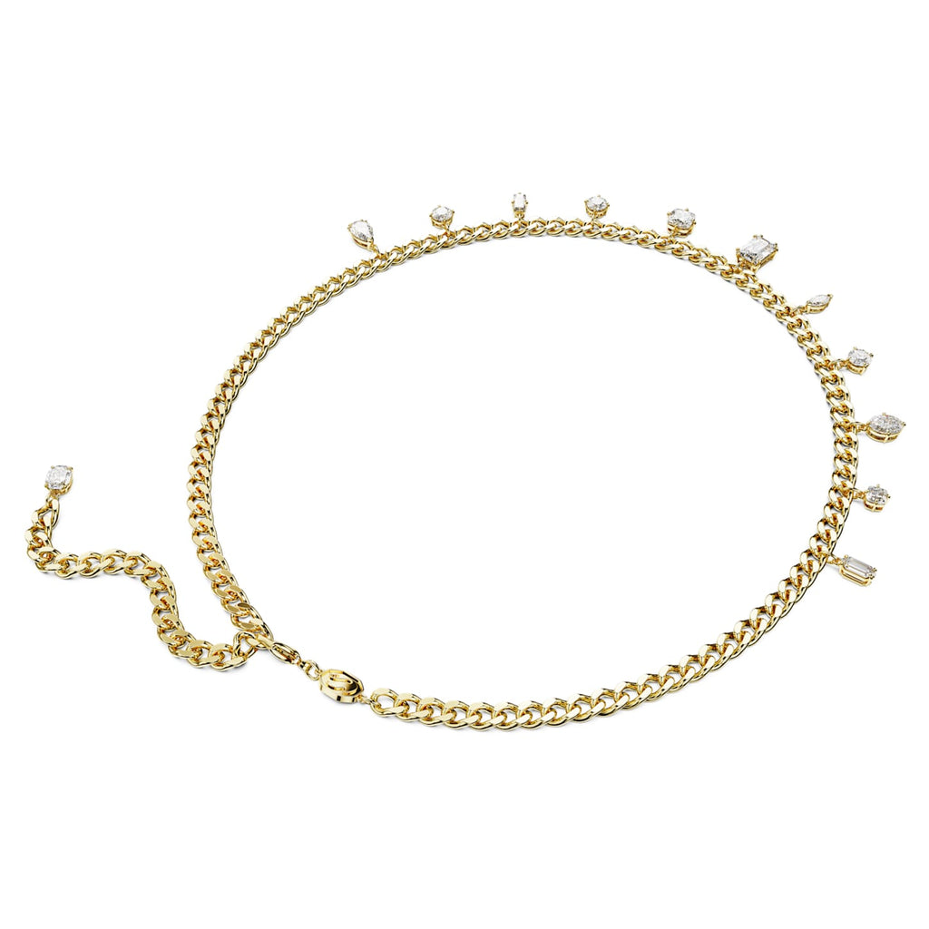 Dextera necklace Mixed cuts, White, Gold-tone plated - Shukha Online Store