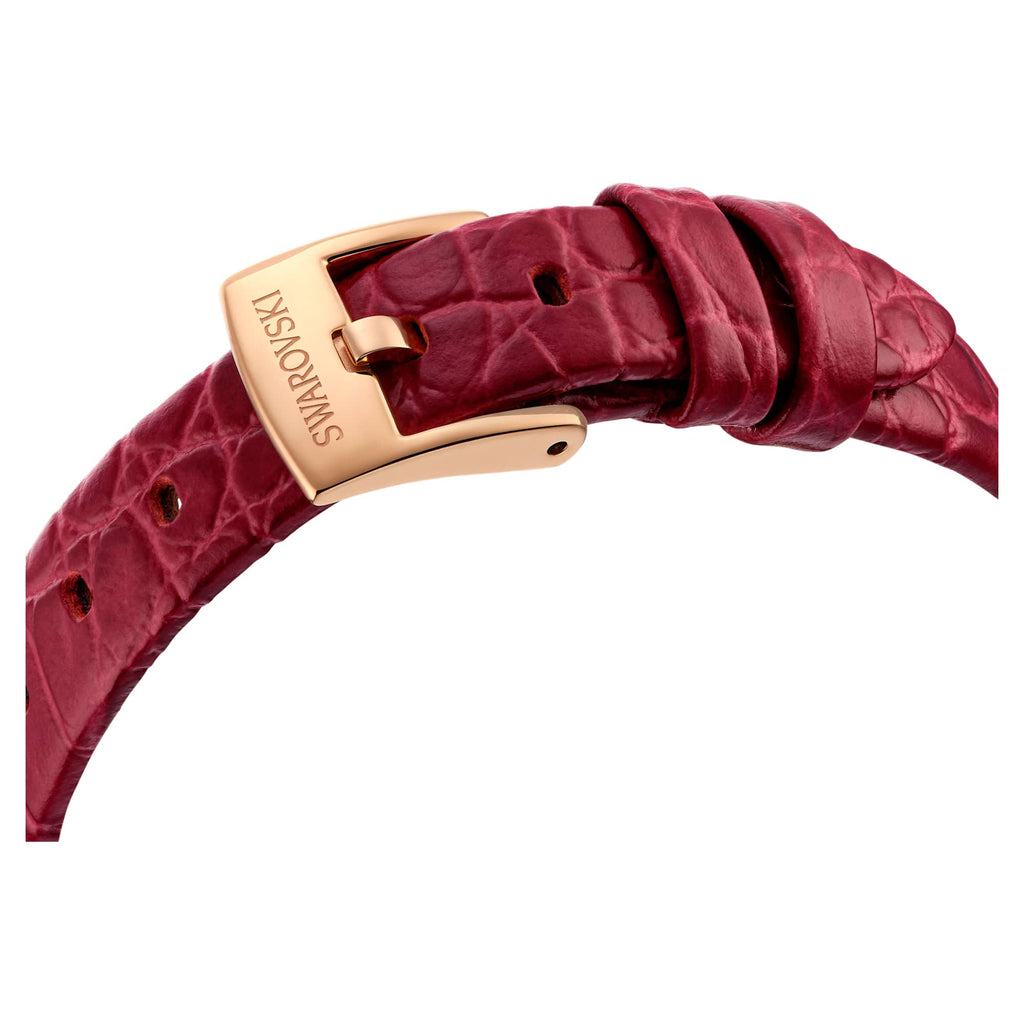Dextera octagon watch Swiss Made, Leather strap, Red, Rose gold-tone finish - Shukha Online Store
