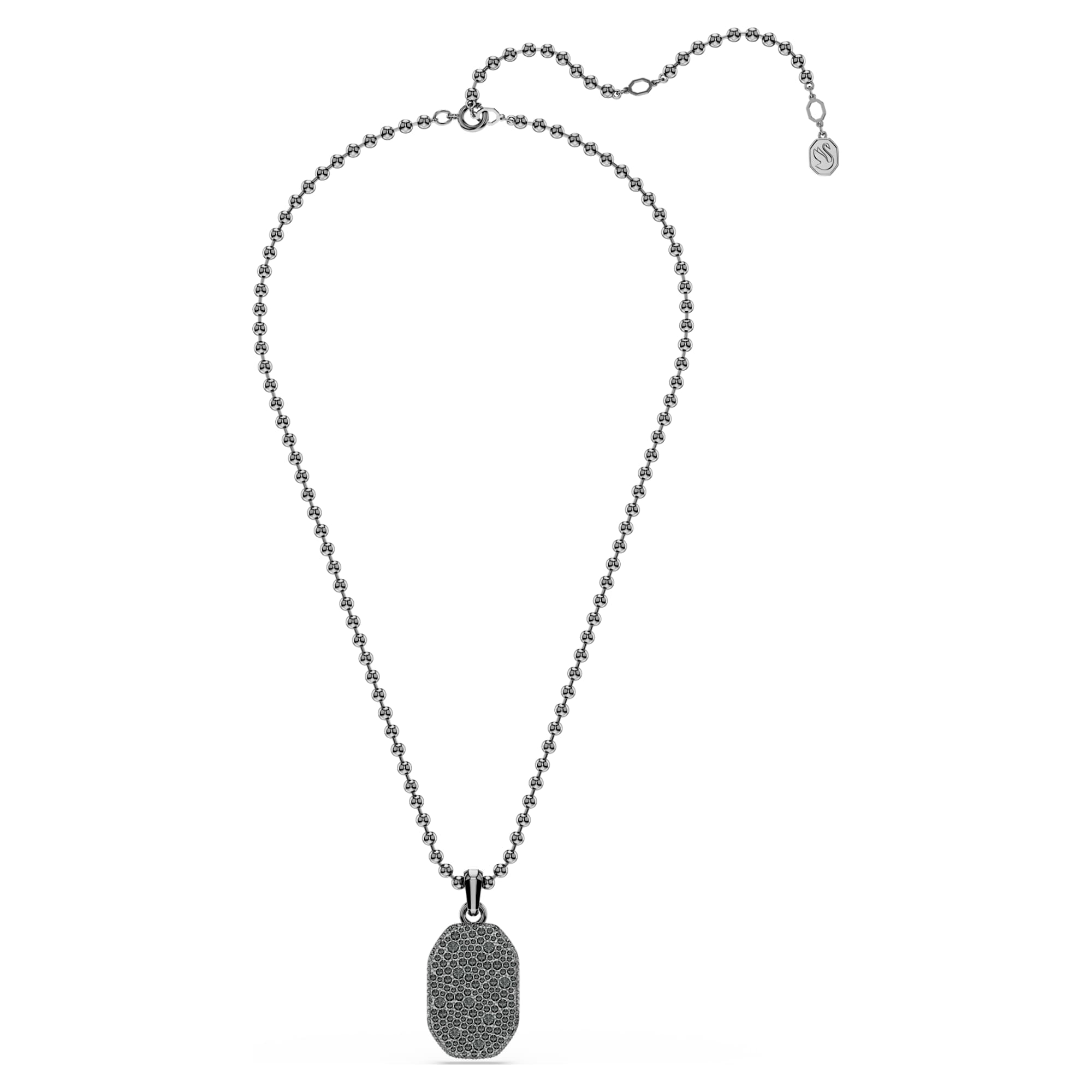 Dextera pendant Octagon shape, Round cut, Black, Ruthenium plated