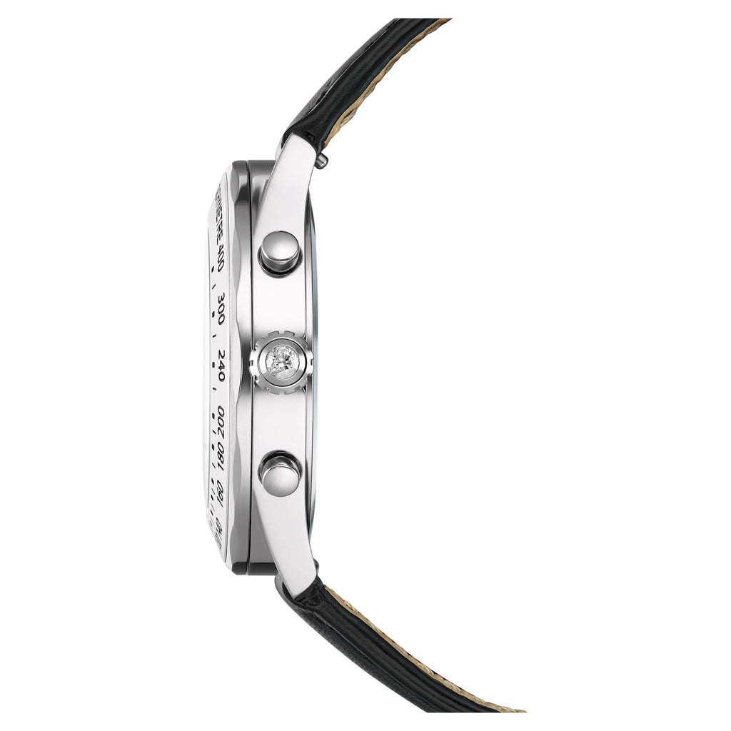 Dextera tachymetre watch Swiss Made, Leather strap, Silver tone, Stainless steel - Shukha Online Store