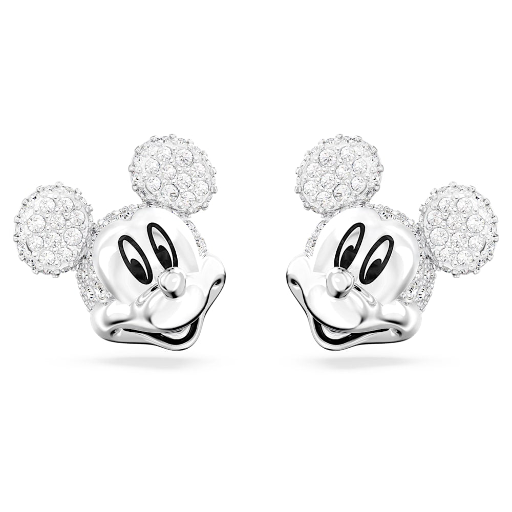 Disney Mickey Mouse stud earrings White, Rhodium plated - Shukha Online Store