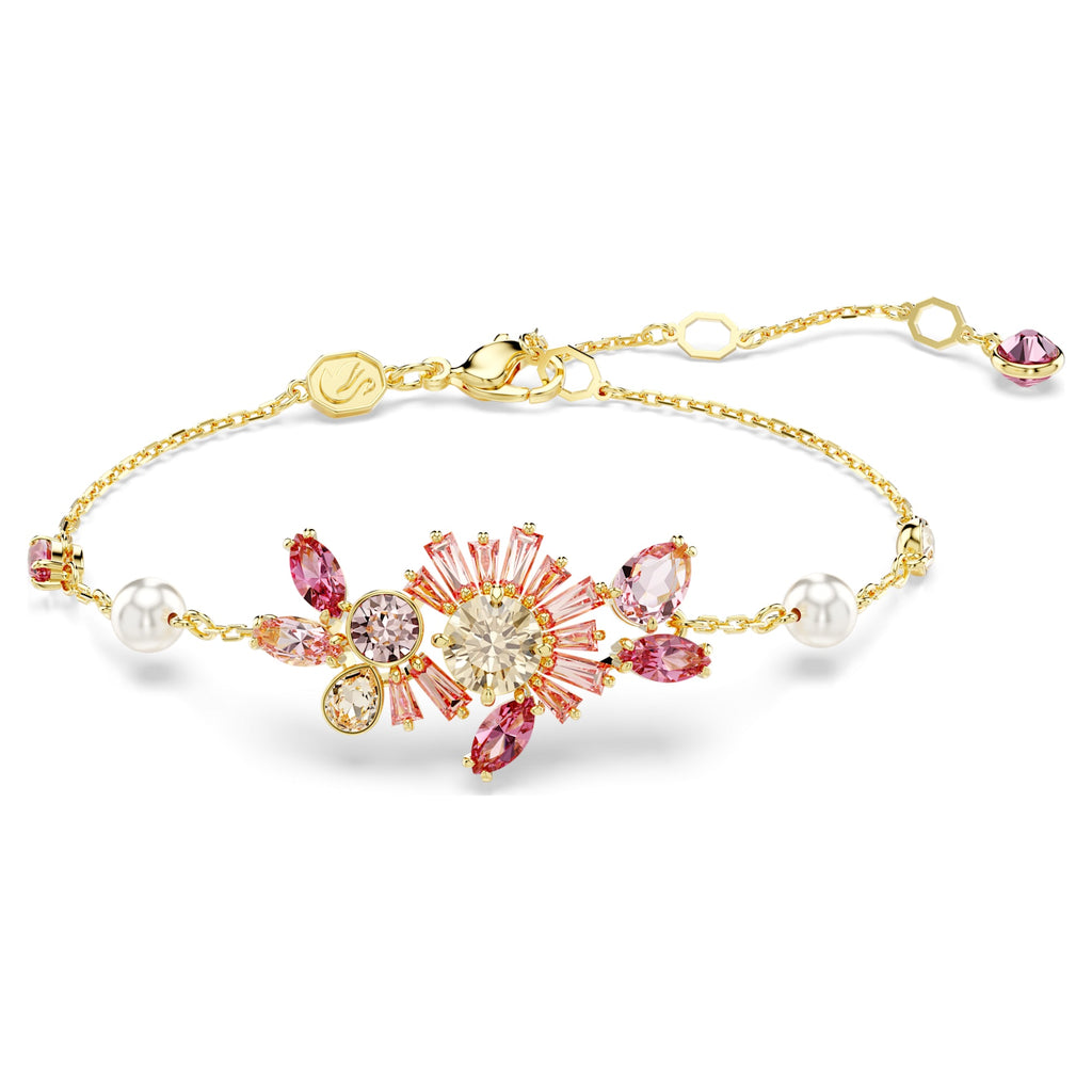 Gema bracelet Mixed cuts, Flower, Pink, Gold-tone plated - Shukha Online Store