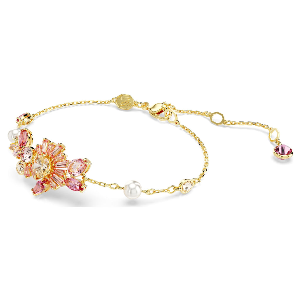 Gema bracelet Mixed cuts, Flower, Pink, Gold-tone plated - Shukha Online Store