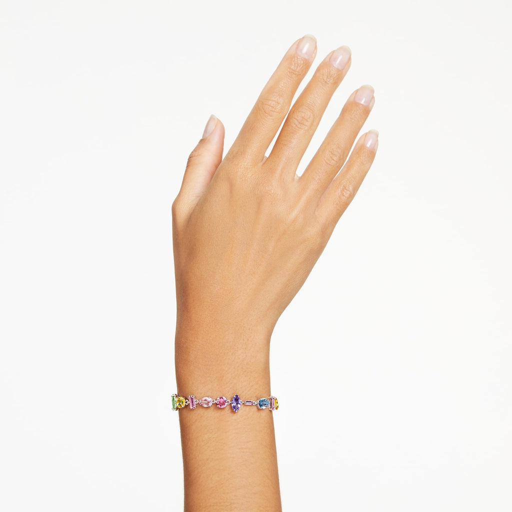 Gema bracelet Mixed cuts, Multicolored, Rhodium plated - Shukha Online Store