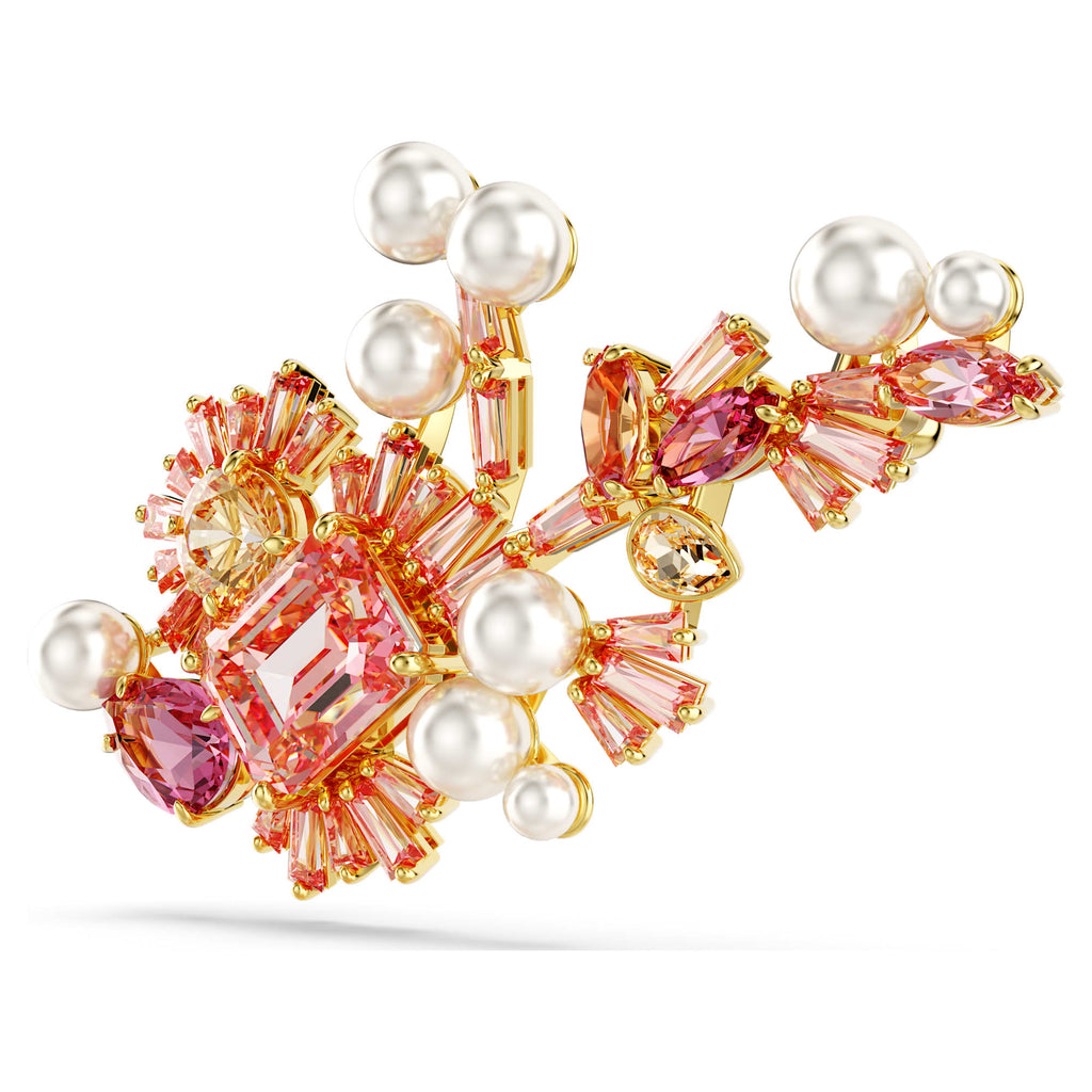 Gema brooch Mixed cuts, Flower, Pink, Gold-tone plated - Shukha Online Store