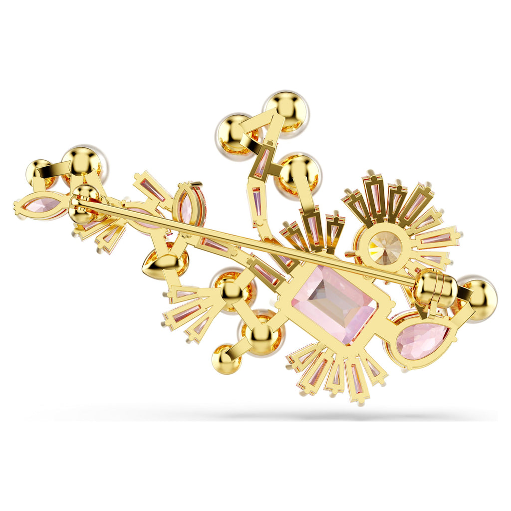 Gema brooch Mixed cuts, Flower, Pink, Gold-tone plated - Shukha Online Store