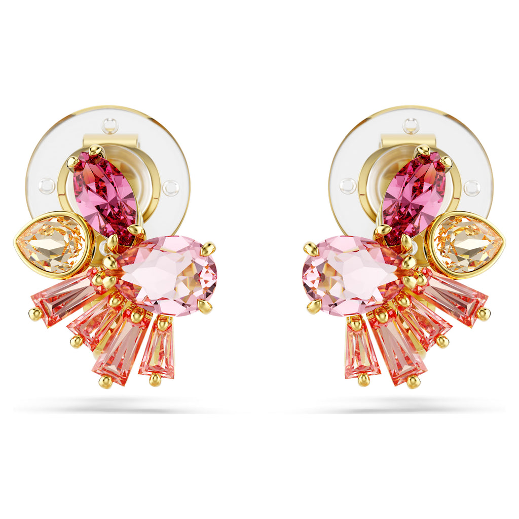 Gema clip earrings Mixed cuts, Flower, Pink, Gold-tone plated - Shukha Online Store