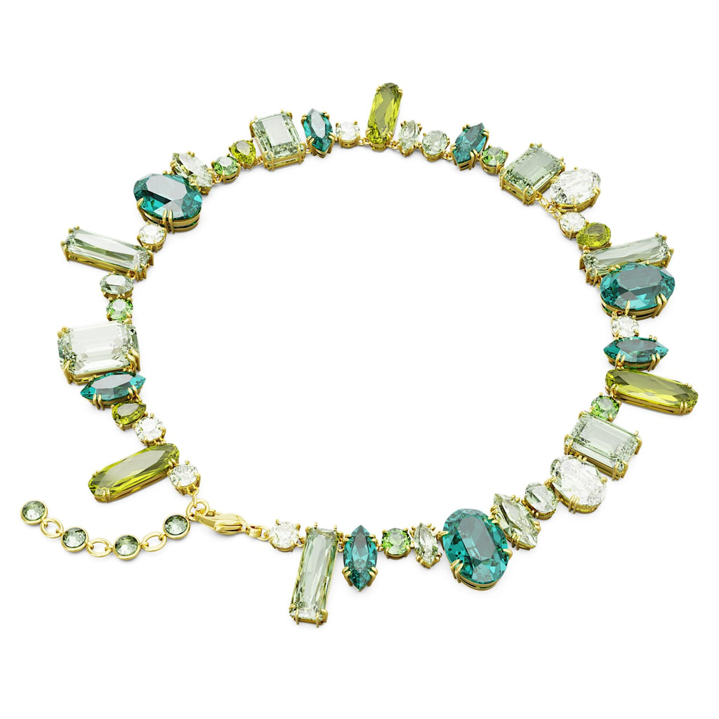 Gema necklace Mixed cuts, Green, Gold-tone plated - Shukha Online Store