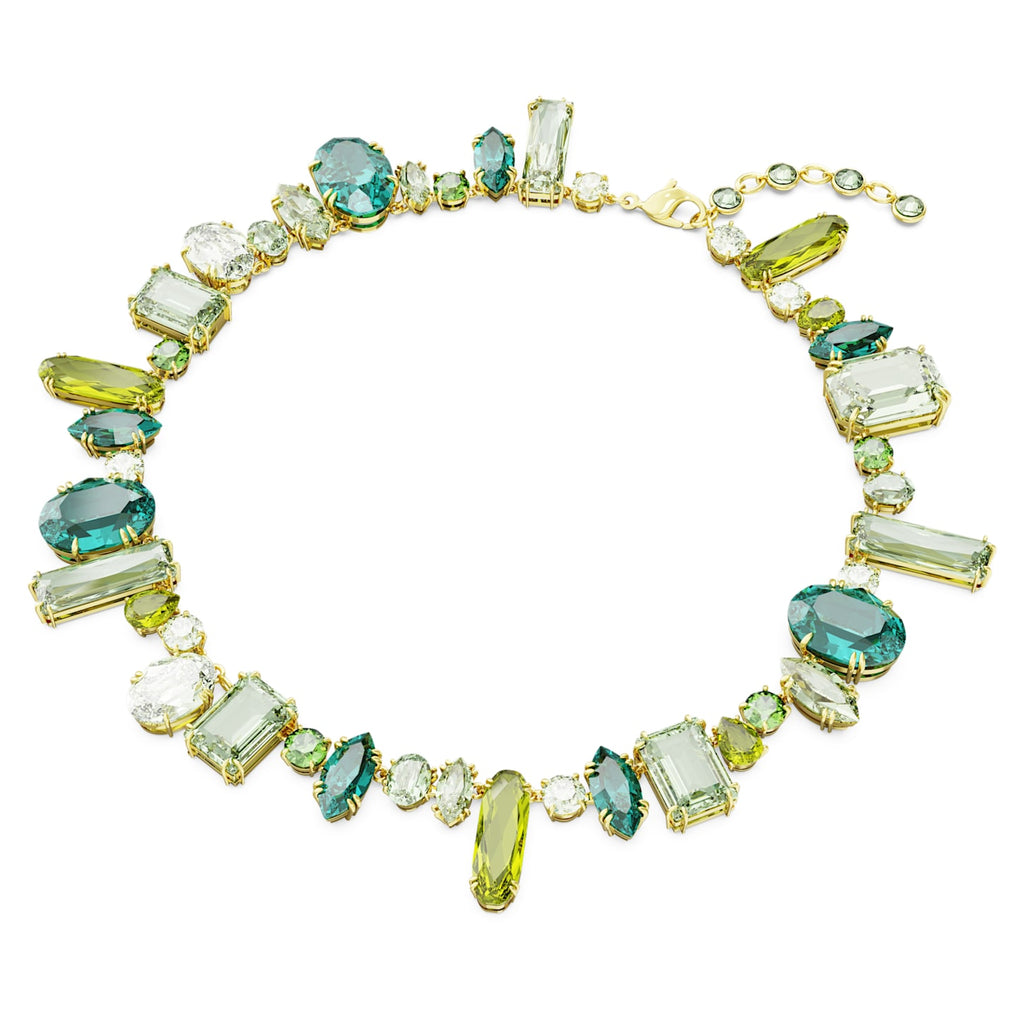 Gema necklace Mixed cuts, Green, Gold-tone plated - Shukha Online Store