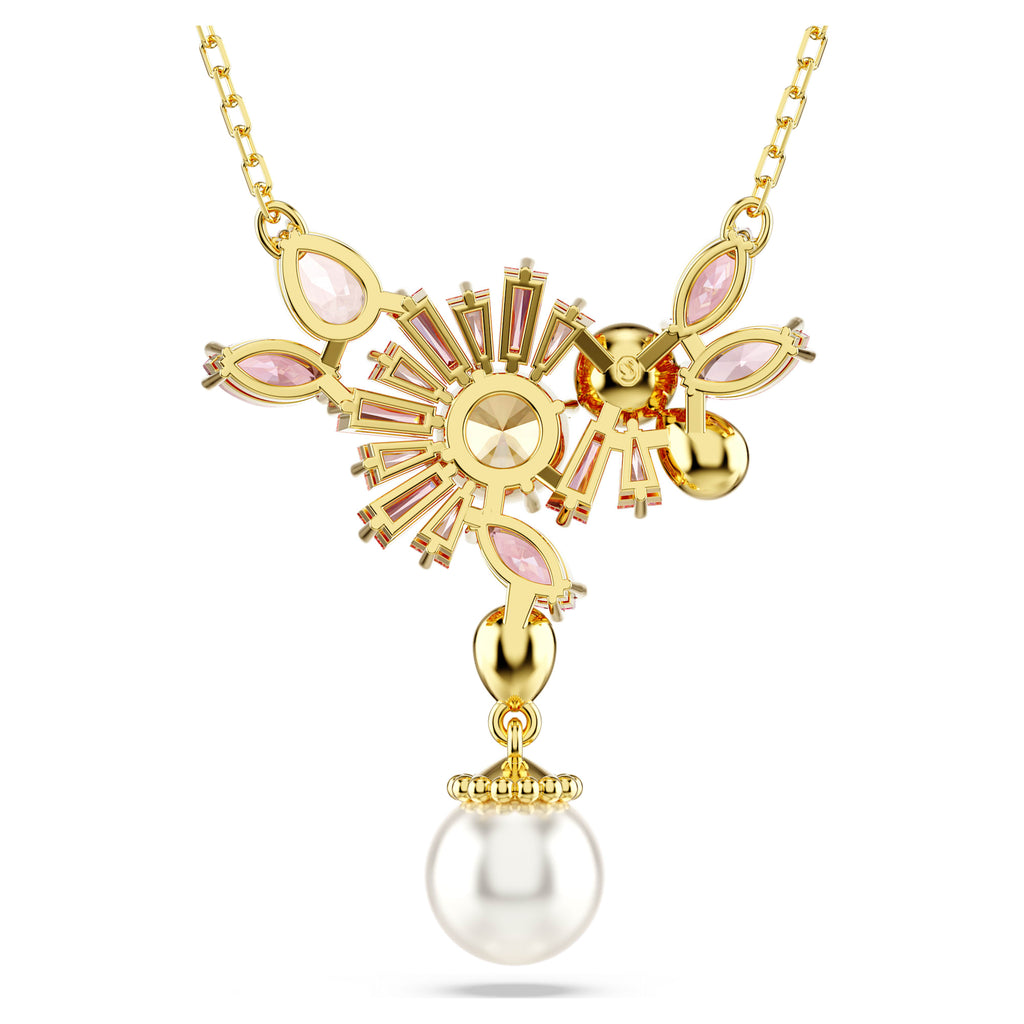 Gema pendant Mixed cuts, Crystal pearl, Flower, Pink, Gold-tone plated - Shukha Online Store
