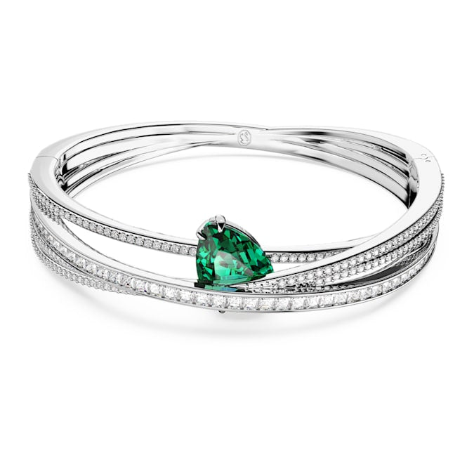 Hyperbola bangle Carbon neutral zirconia, Green, Rhodium plated - Shukha Online Store