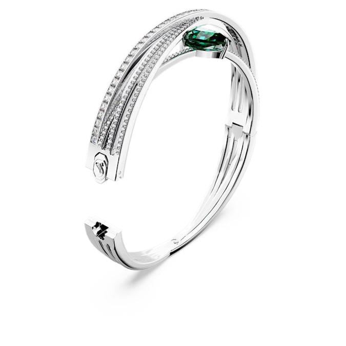 Hyperbola bangle Carbon neutral zirconia, Green, Rhodium plated - Shukha Online Store