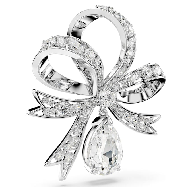 Hyperbola brooch Bow, White, Rhodium plated - Shukha Online Store