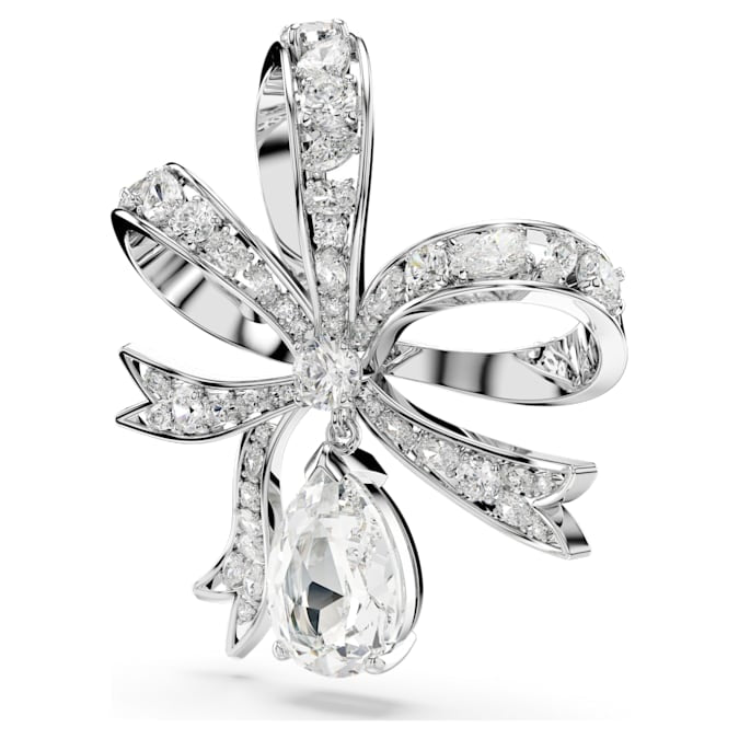 Hyperbola brooch Bow, White, Rhodium plated - Shukha Online Store