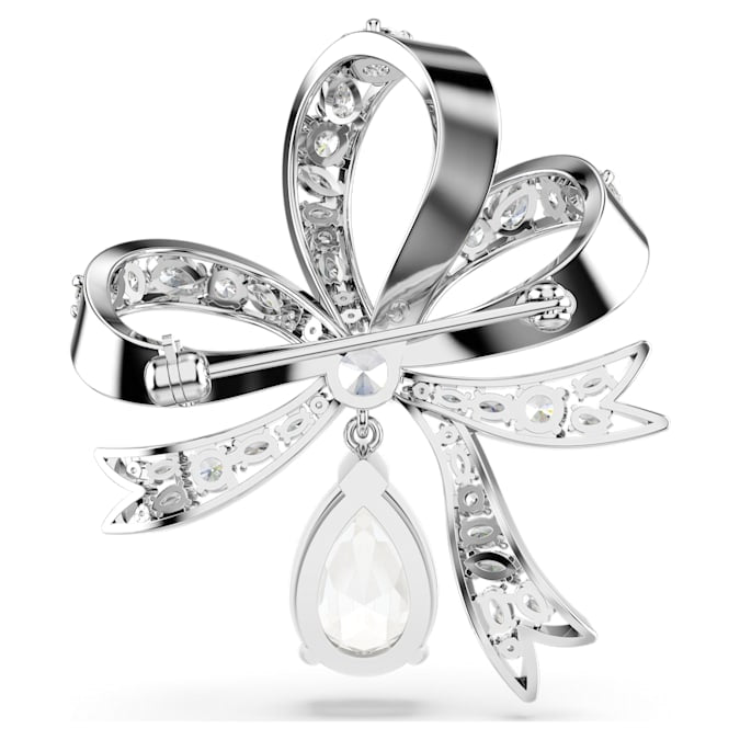 Hyperbola brooch Bow, White, Rhodium plated - Shukha Online Store