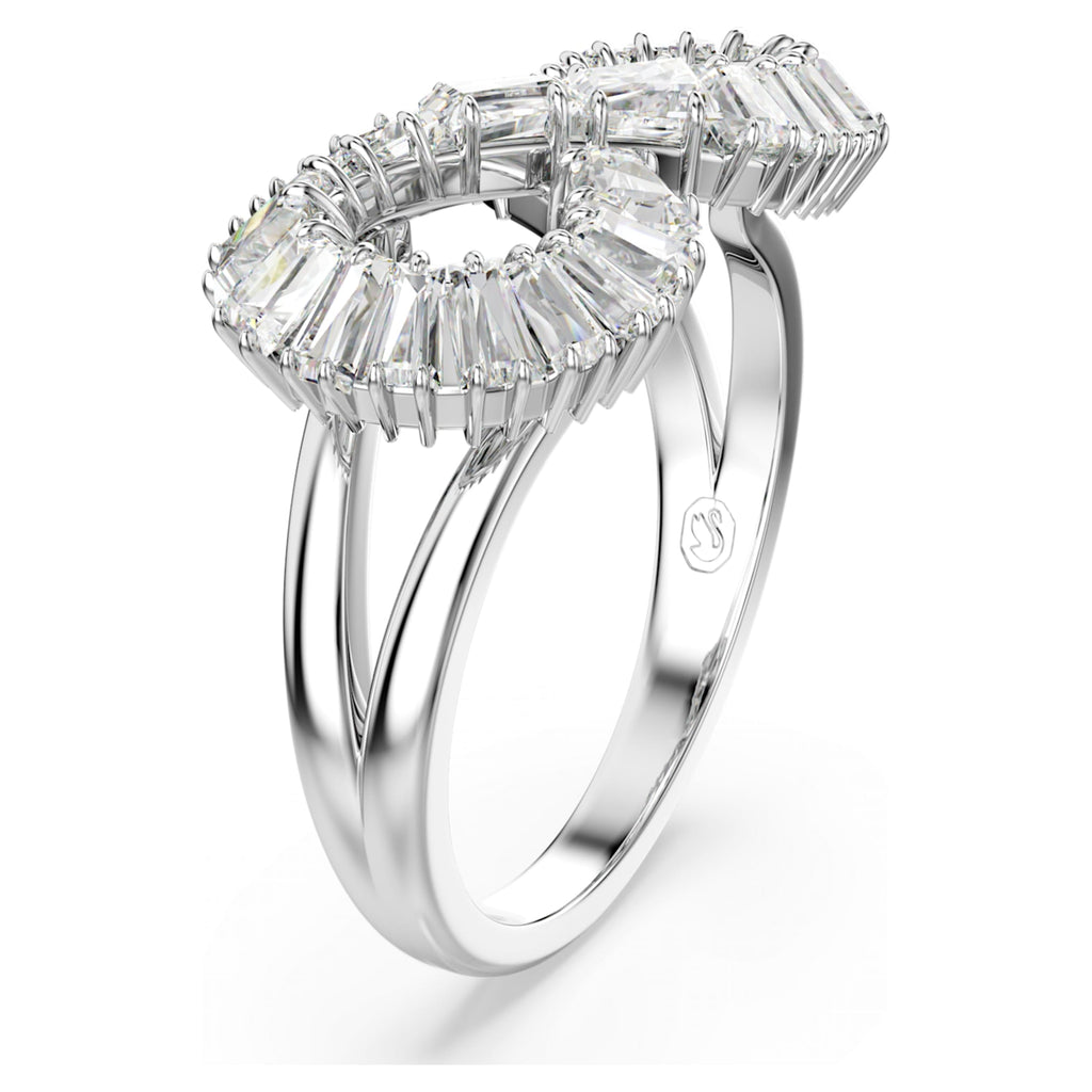 Hyperbola cocktail ring Infinity, White, Rhodium plated - Shukha Online Store