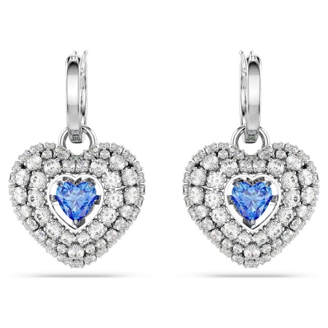 Hyperbola drop earrings Heart, Blue, Rhodium plated - Shukha Online Store