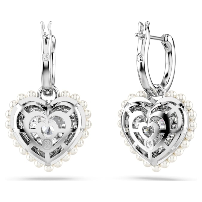 Hyperbola drop earrings Heart, White, Rhodium plated - Shukha Online Store