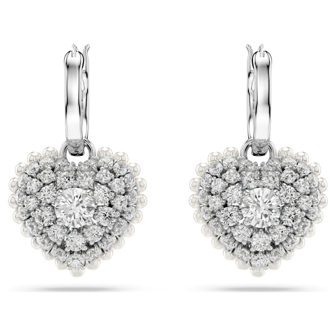 Hyperbola drop earrings Heart, White, Rhodium plated - Shukha Online Store