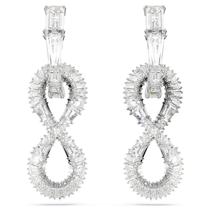 Hyperbola drop earrings Infinity, White, Rhodium plated - Shukha Online Store