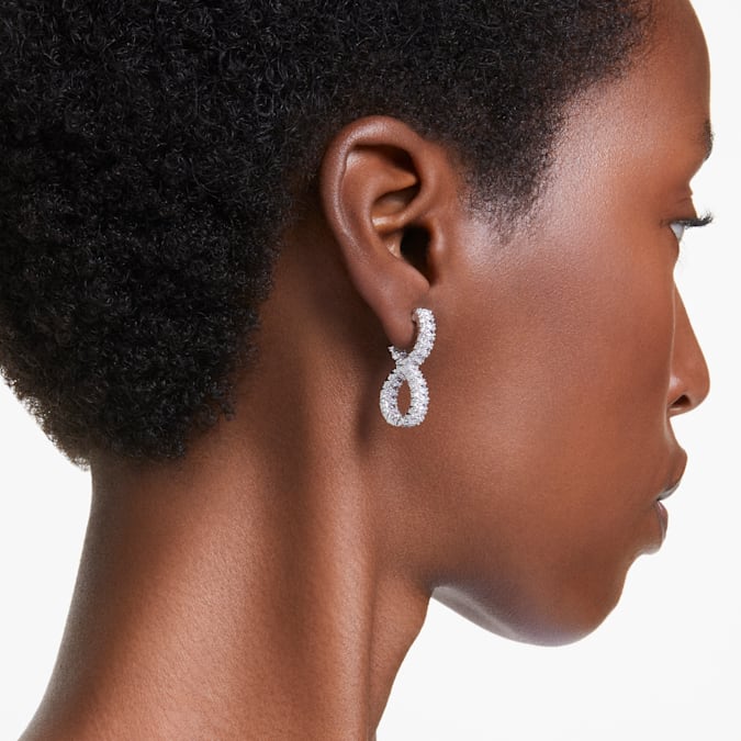 Hyperbola hoop earrings Infinity, White, Rhodium plated - Shukha Online Store