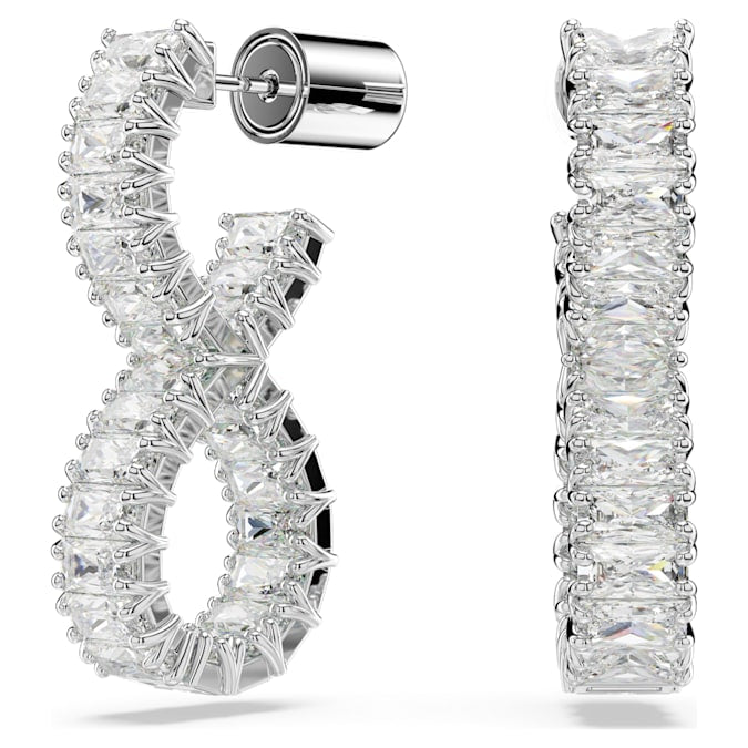 Hyperbola hoop earrings Infinity, White, Rhodium plated - Shukha Online Store