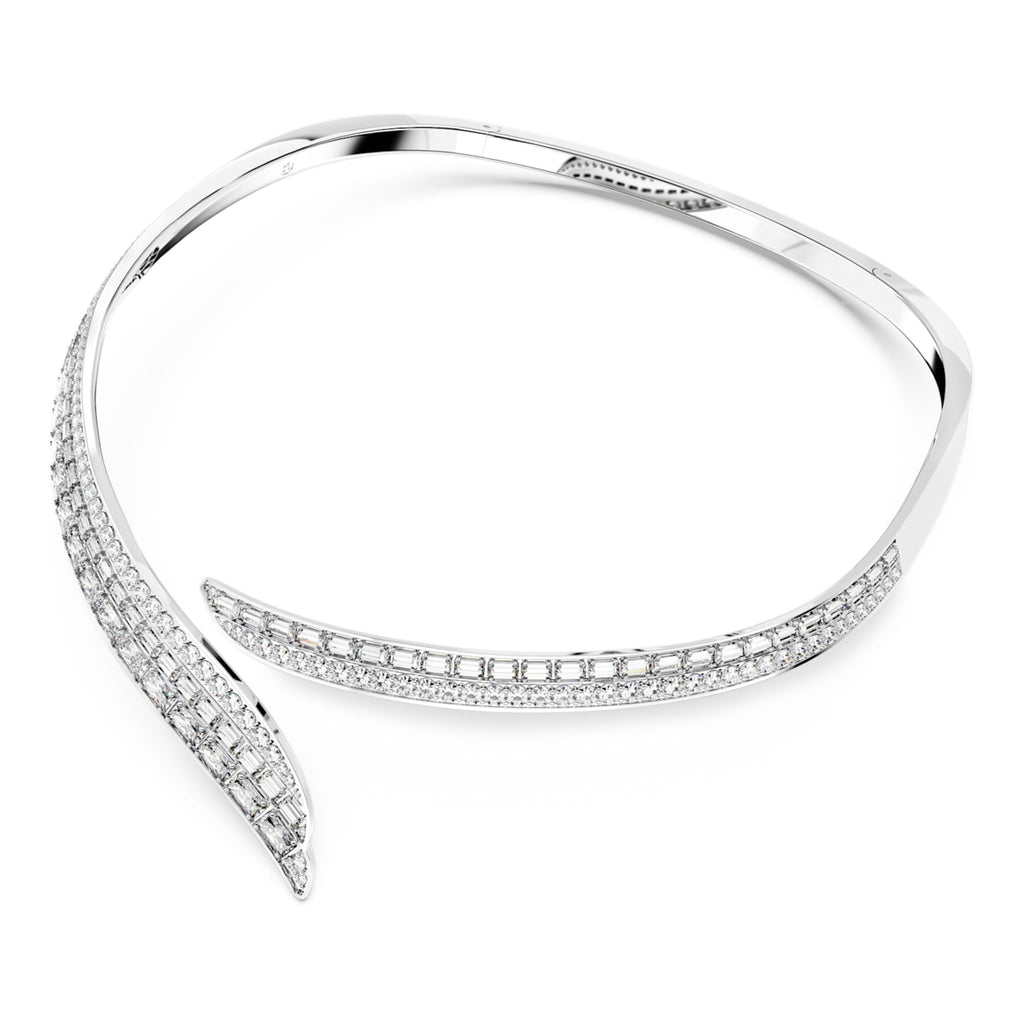 Hyperbola necklace Carbon neutral zirconia, White, Rhodium plated - Shukha Online Store