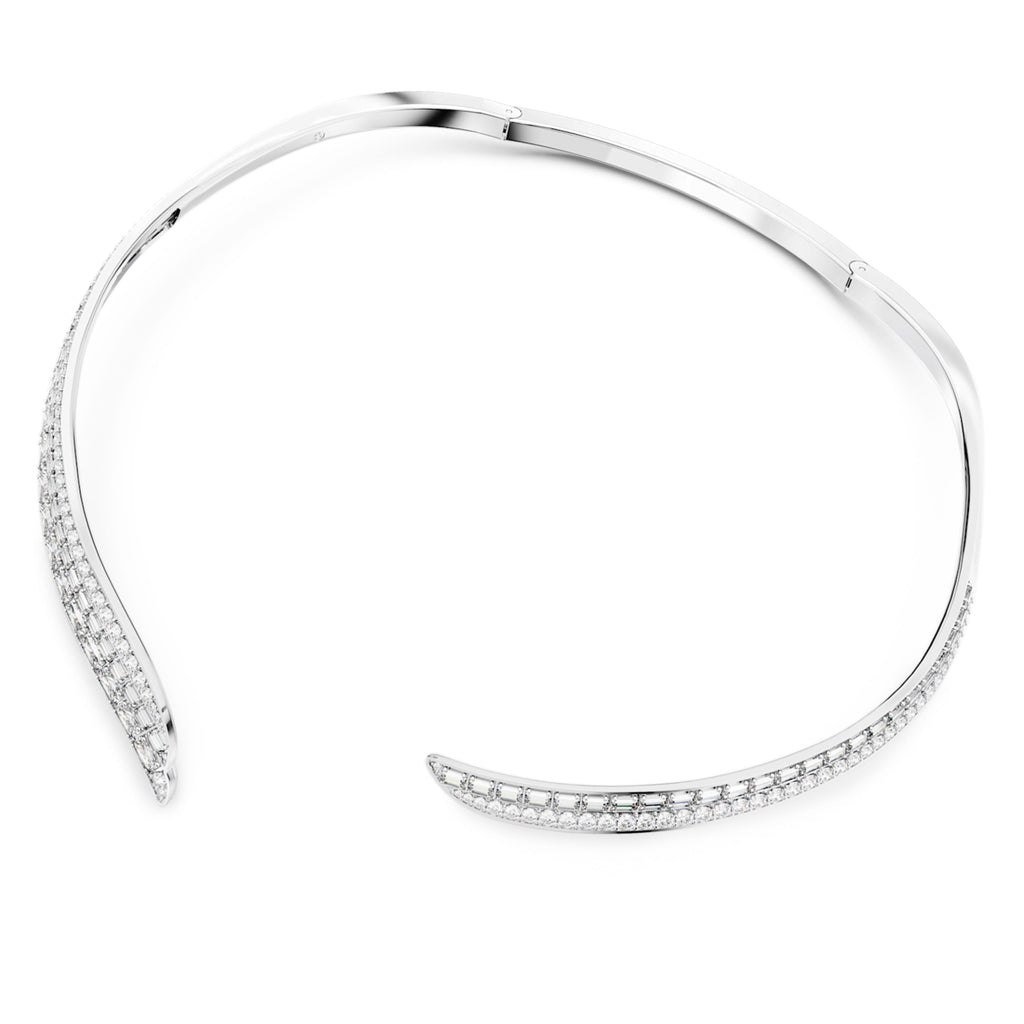 Hyperbola necklace Carbon neutral zirconia, White, Rhodium plated - Shukha Online Store
