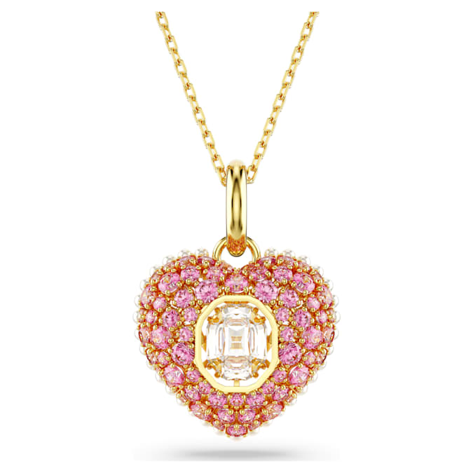 Hyperbola pendant Octagon cut, Crystal pearls, Heart, Pink, Gold-tone plated - Shukha Online Store