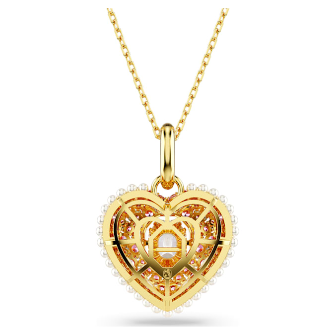 Hyperbola pendant Octagon cut, Crystal pearls, Heart, Pink, Gold-tone plated - Shukha Online Store