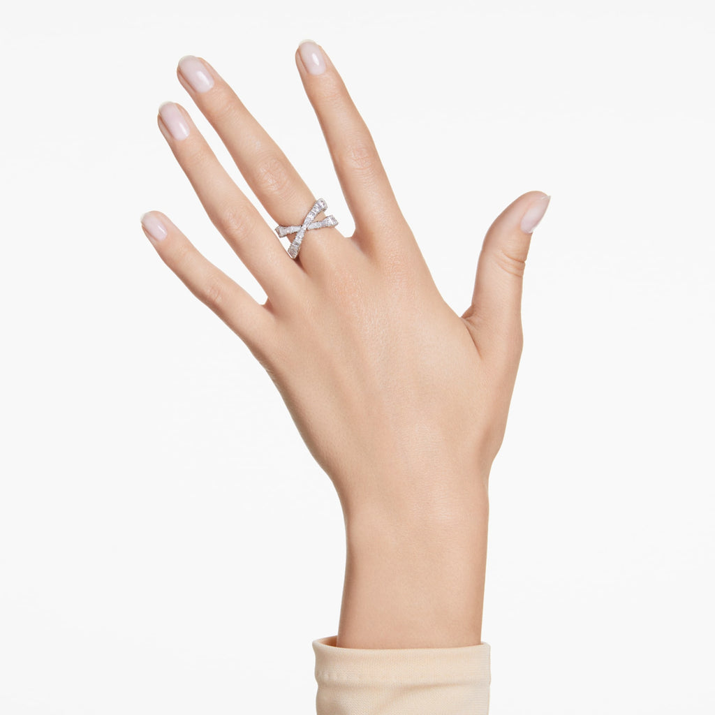 Hyperbola ring Infinity, White, Silver-tone finish - Shukha Online Store