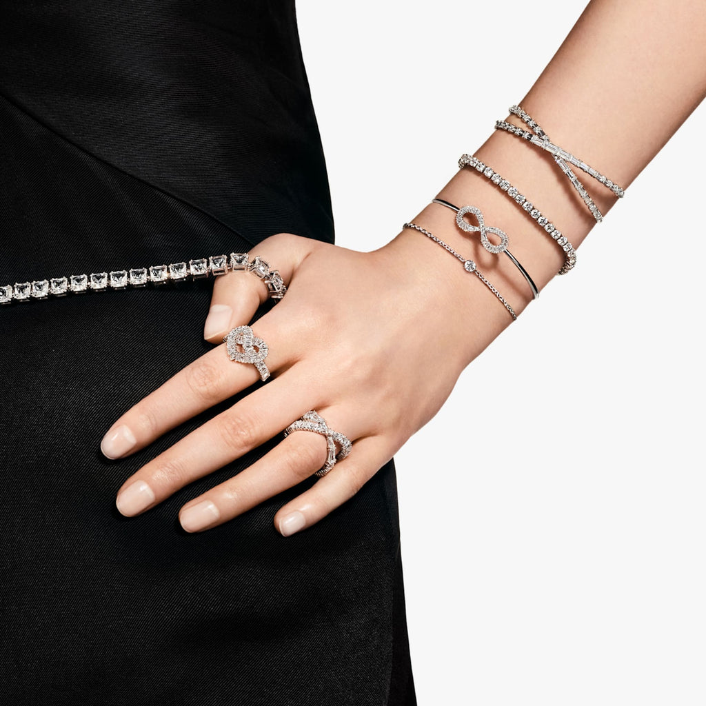 Hyperbola ring Infinity, White, Silver-tone finish - Shukha Online Store