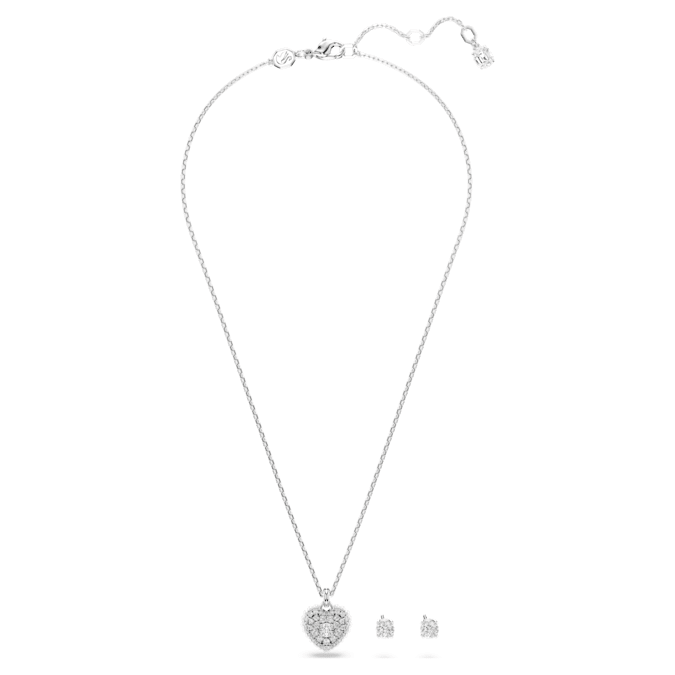 Hyperbola set Heart, White, Rhodium plated - Shukha Online Store