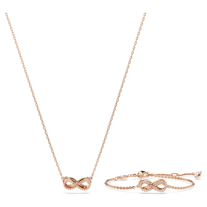Hyperbola set Infinity, White, Rose gold-tone plated - Shukha Online Store