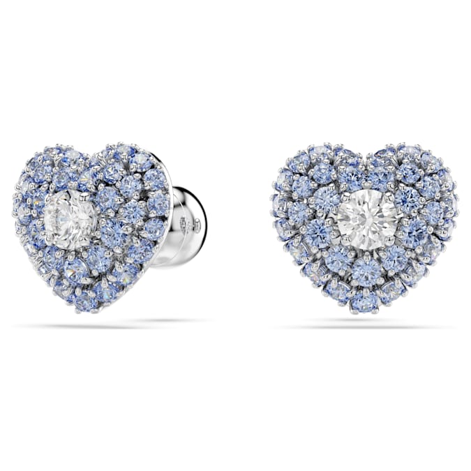 Hyperbola stud earrings Heart, Blue, Rhodium plated - Shukha Online Store