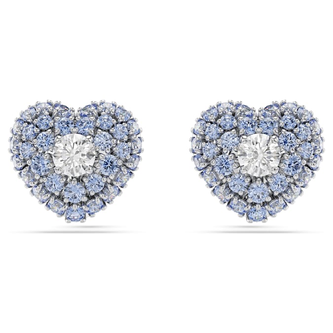 Hyperbola stud earrings Heart, Blue, Rhodium plated - Shukha Online Store