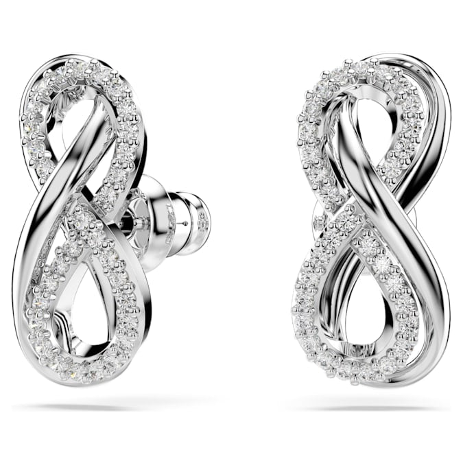 Hyperbola stud earrings Infinity, White, Rhodium plated - Shukha Online Store