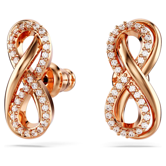 Hyperbola stud earrings Infinity, White, Rose gold-tone plated - Shukha Online Store