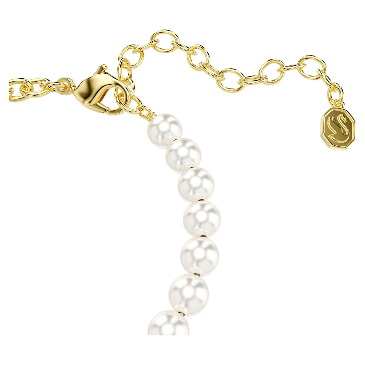 Idyllia bracelet Crystal pearl, Round cut, Teddy, Gold tone, Gold-tone ...