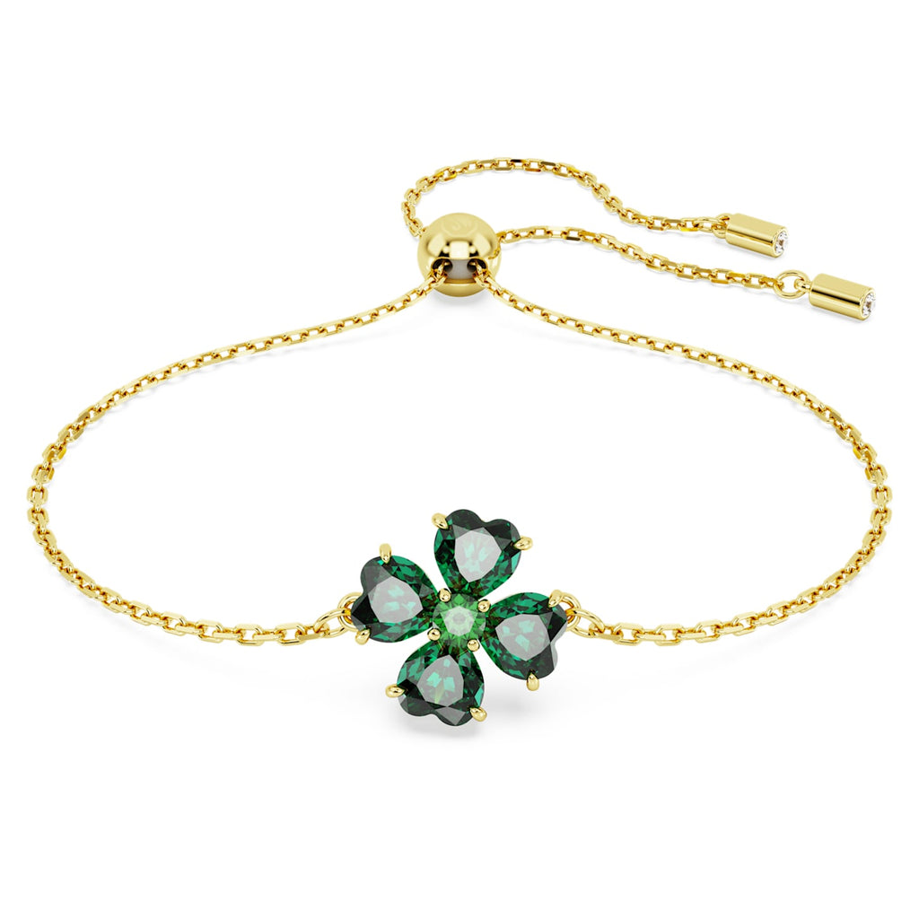 Idyllia bracelet Mixed cuts, Clover, Green, Gold-tone plated - Shukha Online Store