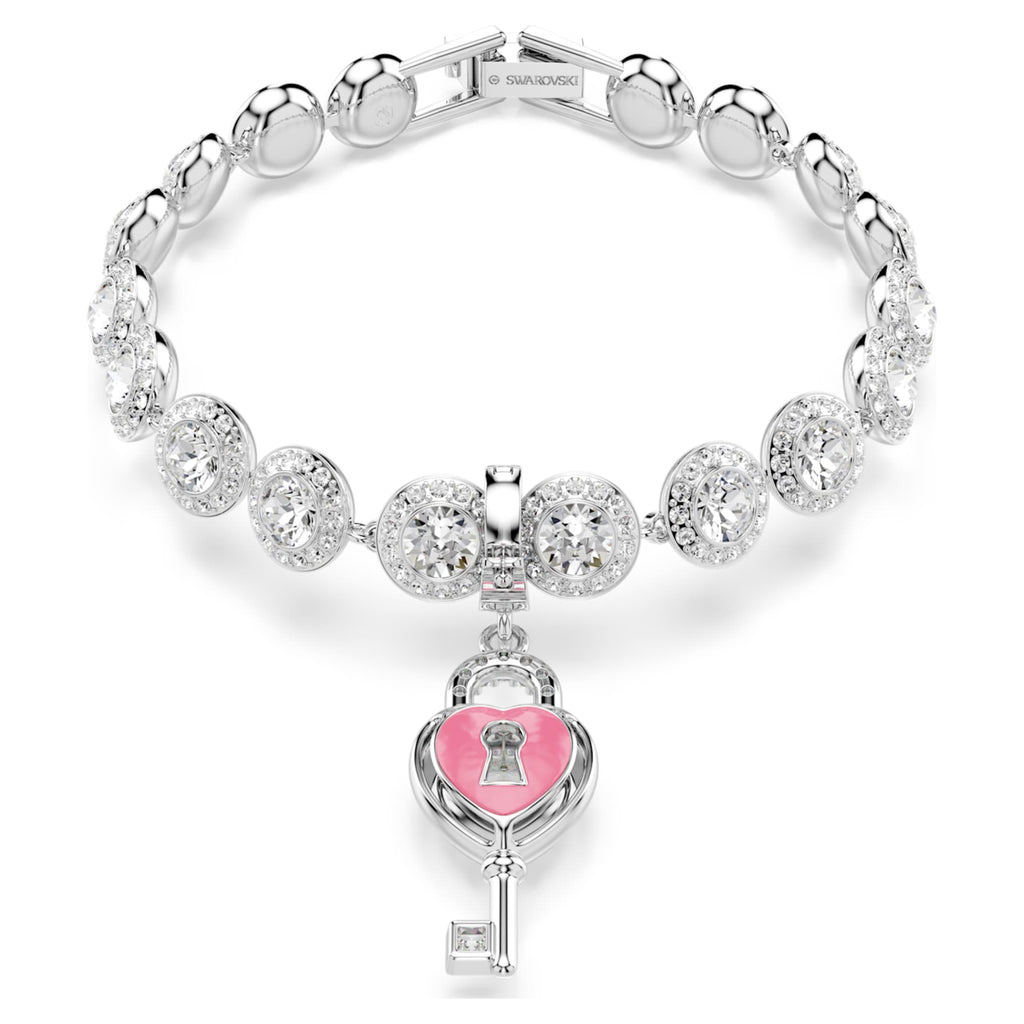 Idyllia charm Mixed cuts, Heart with key, White, Rhodium plated ...