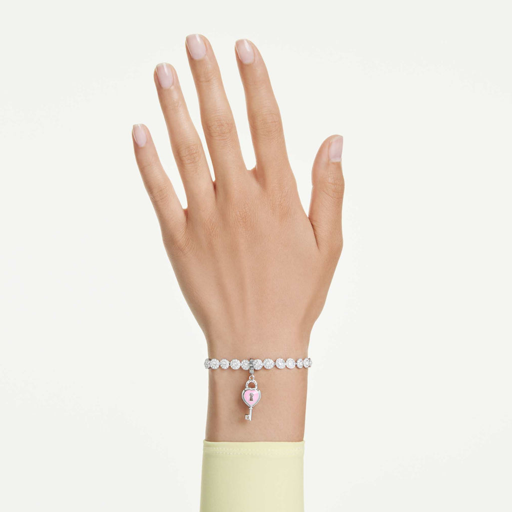 Idyllia charm Mixed cuts, Heart with key, White, Rhodium plated ...