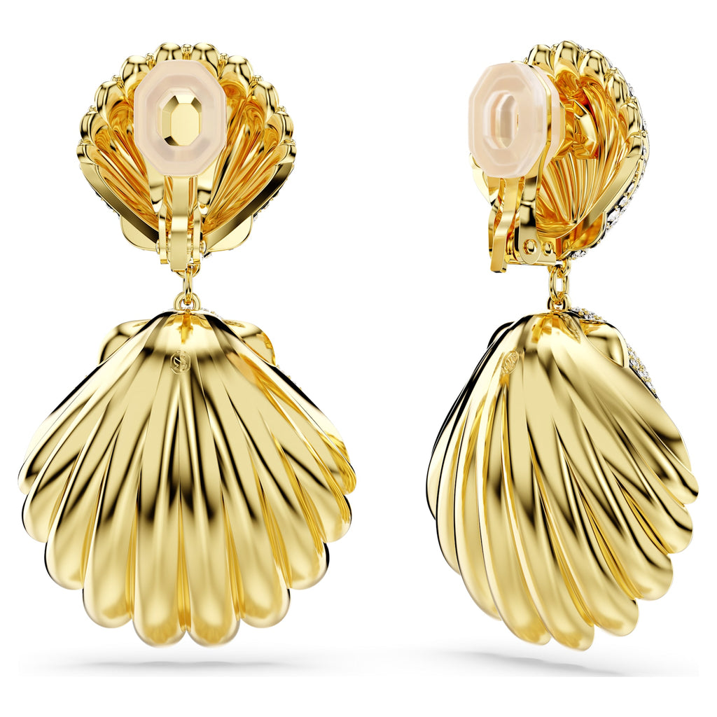 Idyllia clip earrings Crystal pearl, Shell, White, Gold-tone plated - Shukha Online Store