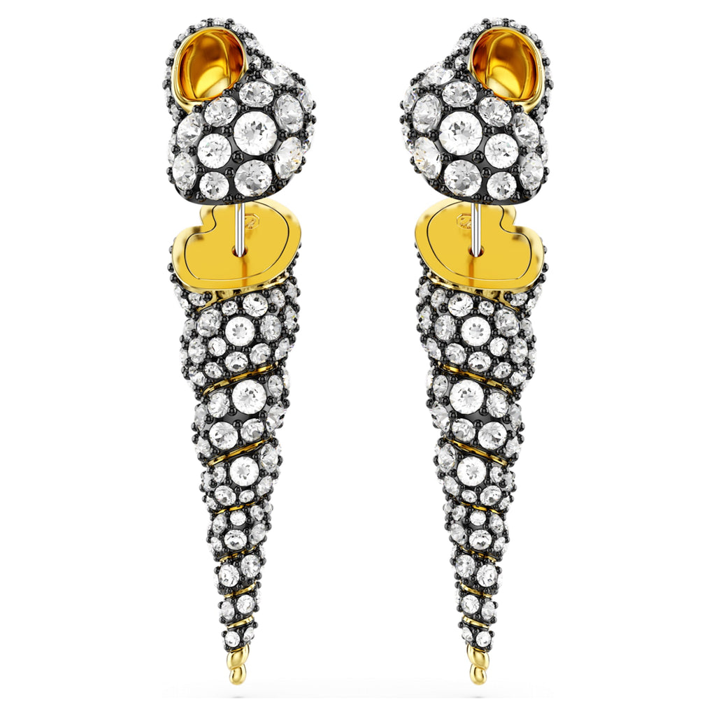 Idyllia drop earrings Asymmetrical design, Round cut, Shell, White, Mixed metal finish - Shukha Online Store